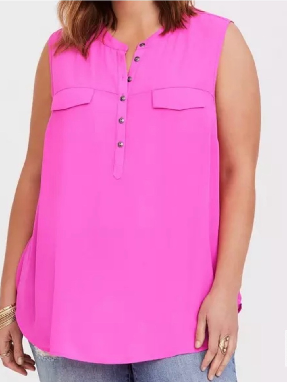 Torrid Hot Pink Harper Georgette Pullover Sleeveless Blouse Size 0 Large